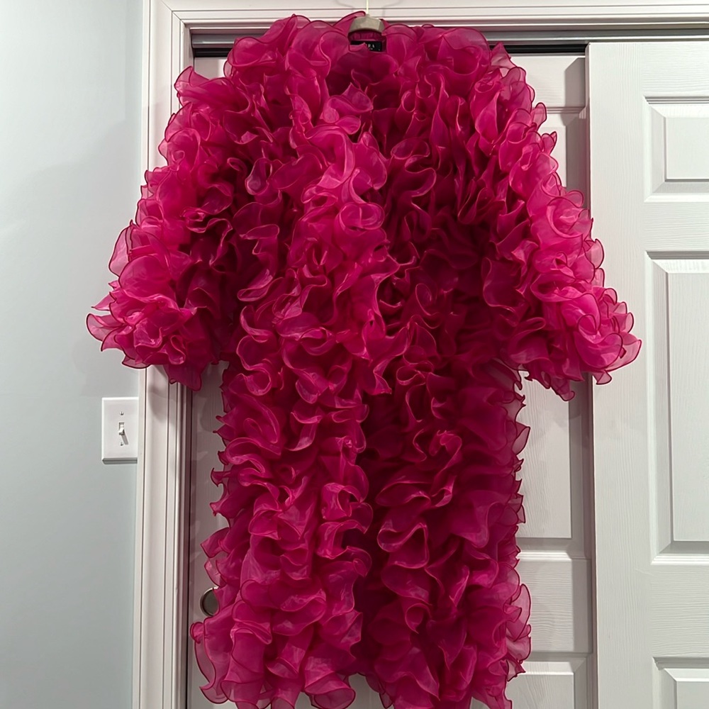 Fuchsia colored ruffle coat